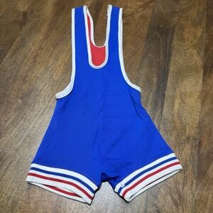 Vintage 90s Brute Wrestling Singlet NEW Red White Blue  XS